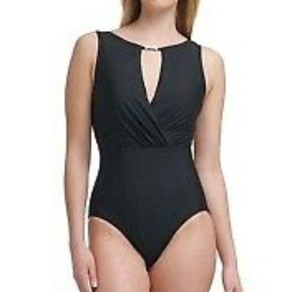 Calvin Klein High-Neck Tummy Control One-Piece Swimsuit - Picture 2 of 2
